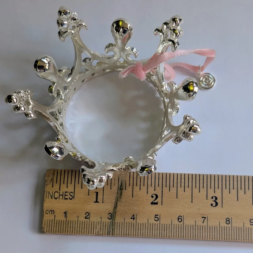 Silver Crown with Rhinestone And Pearl Accents